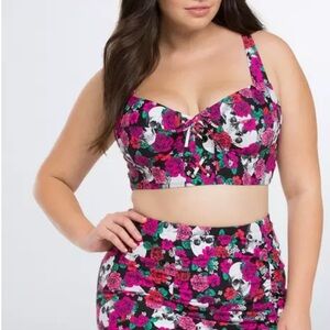 Torrid Floral Skull Print Bikini Set